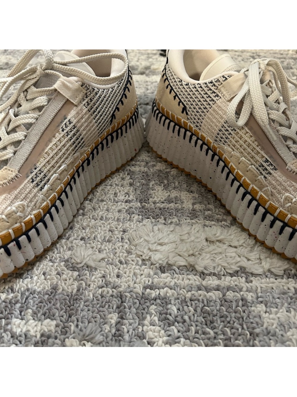 Chloé Beige Nama Woven Platform Low Top Sneakers Shoes Size EU:42 US:10 NWOB - Picture 13 of 16